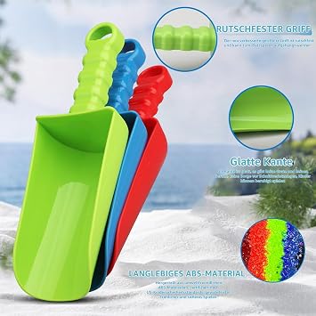 22 cm Thick Beach Sand Toy Shovel Scoping Toy Kit Beach Swimming Pool Garden Digging Bath ABS Durable Plastic Tool Complete Gift Set Bundle for Children Adults Girls