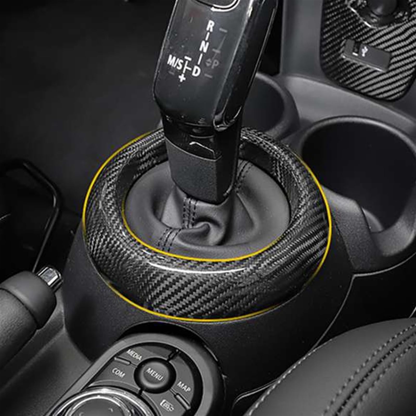 Accesorios Coche para Mini para Cooper para F55 para F56 para F57 para Countryman 2018-2022 Panel Engranaje Central Fibra Carbono Panel Control Modificación Interior Decoración Coche