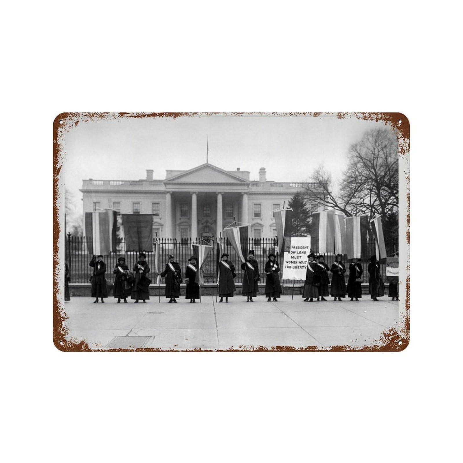 xiaoxiaoshen Suffragette Protest Photo ， Vintage Feminist Wall Decor Art Metal Tin Poster Modern Home Decor Art Home Bar Shop Decorations Vintage Sign 20x30cm