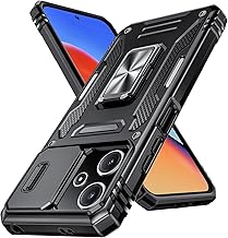 Xiaomi Redmi 12 5G/4G/ ケース Redmi Note 12R ケース リング付き スライド式カメラプロテクター付き 衝撃吸収 保護ケース PC スタンド機能 車載ホルダー対応 米軍MIL規格 金属リング 擦り傷防止 滑り止め Redmi 12 5G/4G/Note 12R カバー 耐衝撃 横置き機能 人気 黒 C92-hm12 5g-01