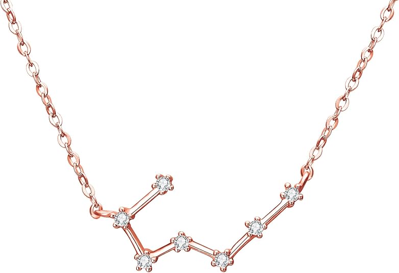 BriLove Gifts for Mom Women 925 Sterling Silver Necklace Zodiac Constellation Horoscope 12 Astrology Wedding Bridal CZ Pendant Birthday/Christmas/Anniversary