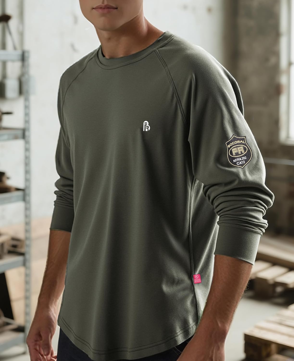 BOCOMAL FR Shirt 7oz Heavyweight Flame Resistant Shirts for Men Fire Retardant Long Sleeve Crew Work Shirts CAT2 - Image 3