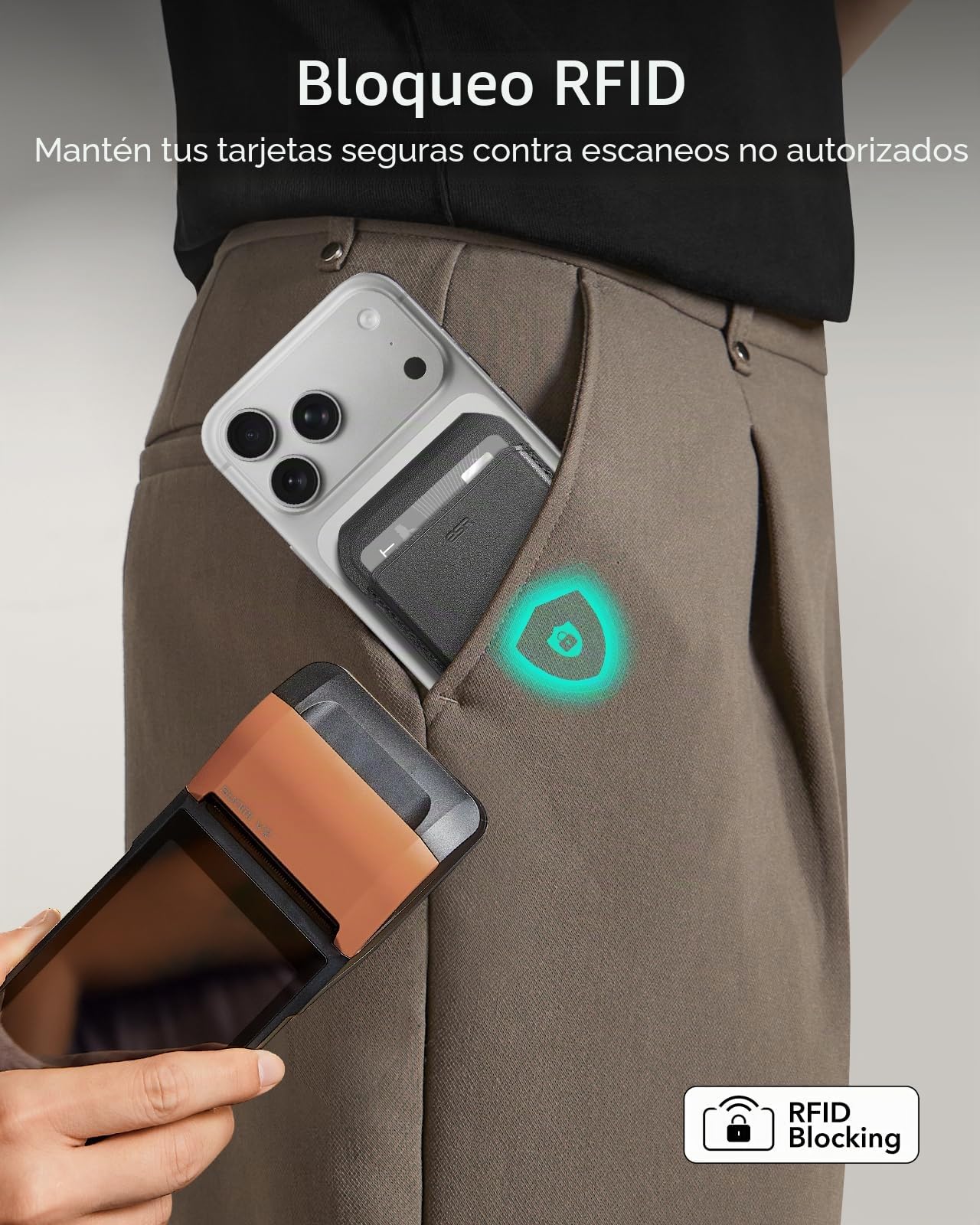 ESR para MagSafe Cartera, Compatible para Magsafe Wallet, Bloqueo RFID, Soporte Ajustable, 5 Tarjetas, Cuero Vegano,para iPhone Series iPhone 17e/17/16/15/14/13/12 y Algunos Dispositivos Samsung,Negro