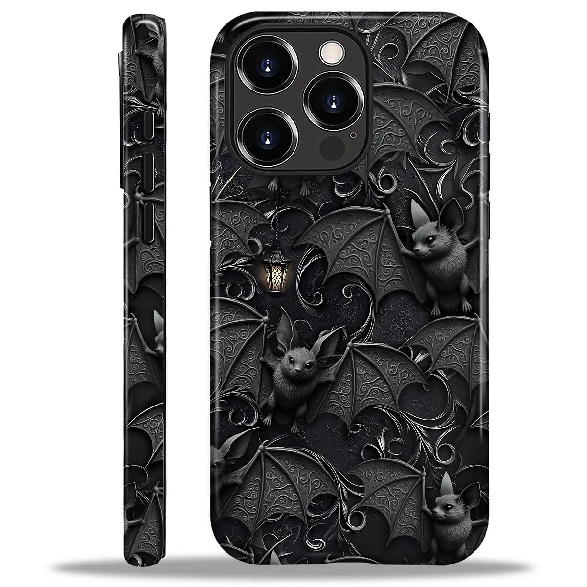 for iPhone 16 Pro Case for Women Girl Men Boy, Compatible with MagSafe, Shockproof Soft Silicone & Hard PC Shell Protective Case for iPhone 16 Pro - Gothic Look Bat Dark Aesthetic Gothic Look Bat Dark Aesthetic IPhone 16 Pro