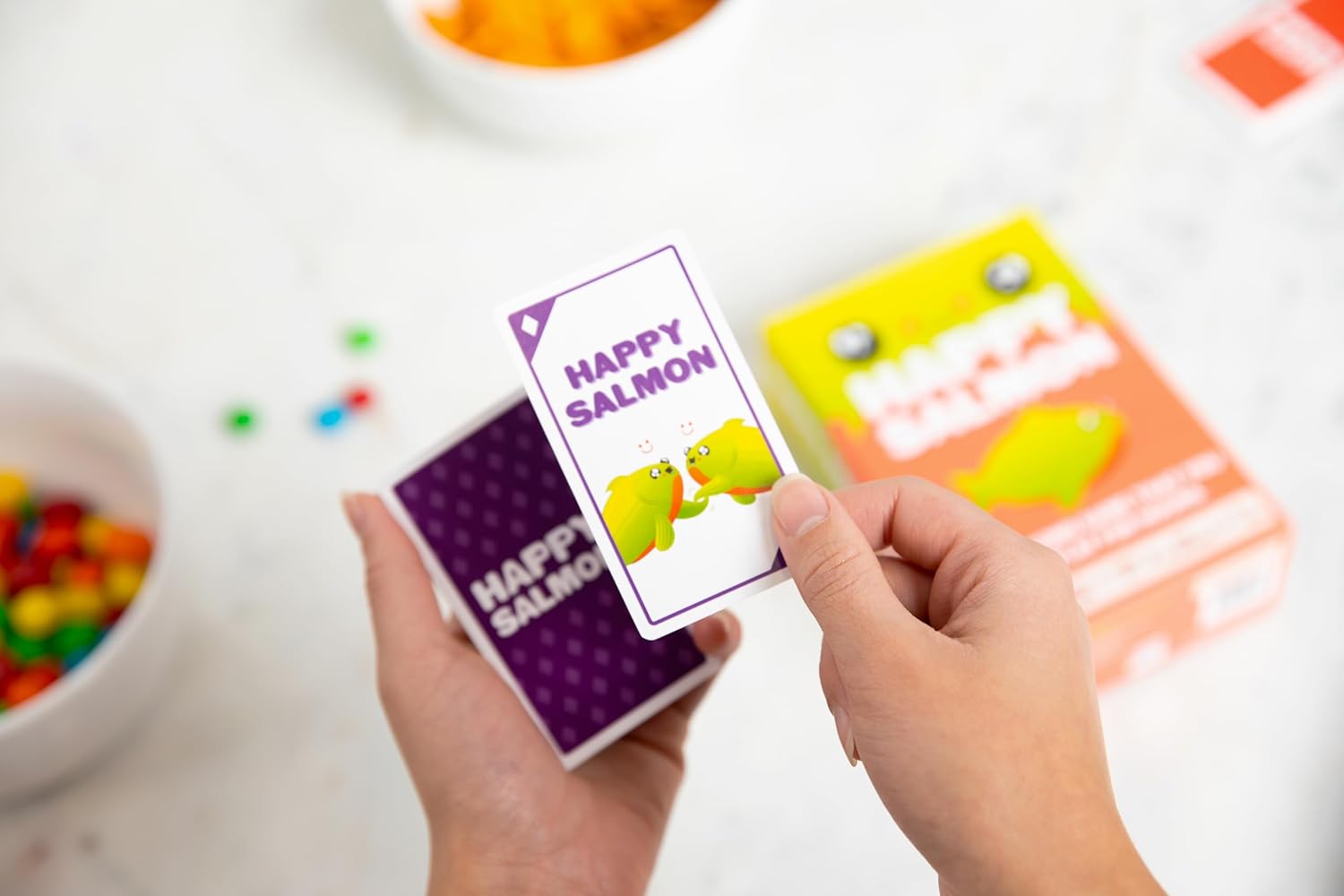 Exploding Kittens - Juego Happy Salmon, juego de cartas divertido para adultos, adolescentes y niños