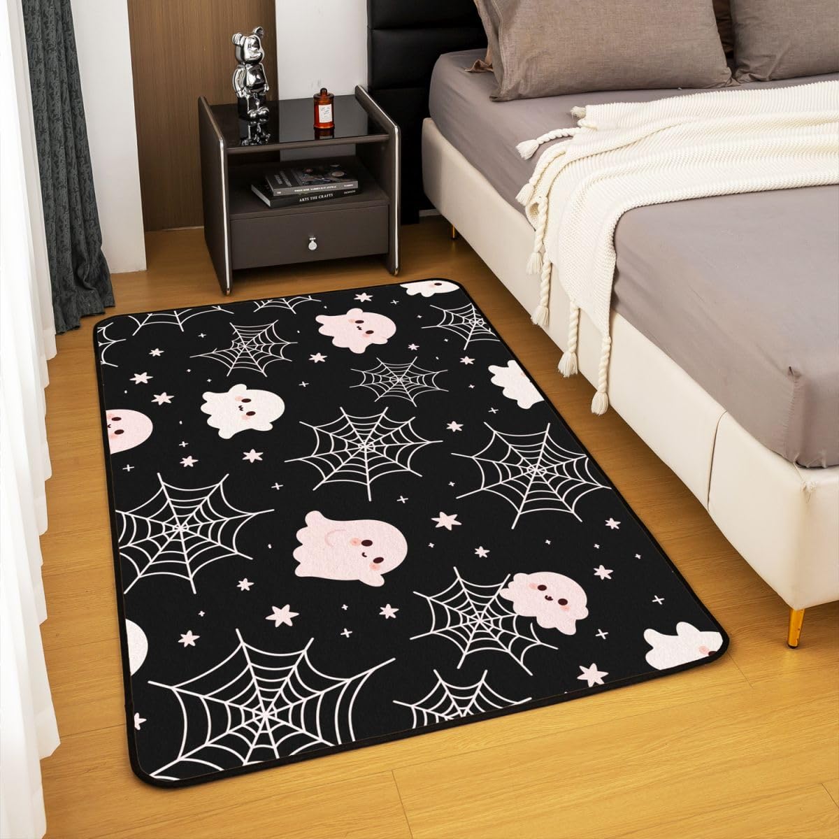 Loussiesd Alfombra gótica con diseño de telaraña, 150 x 200 cm