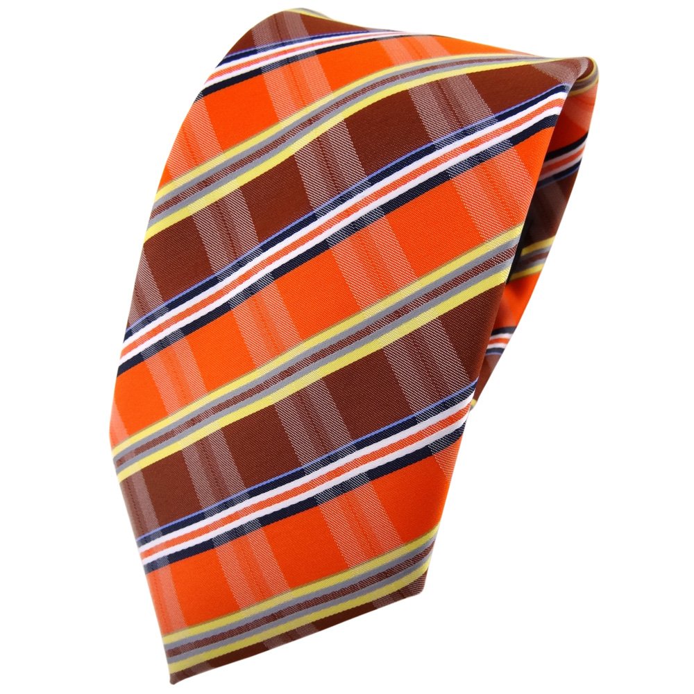 Tigertie Orange Braun Gelb Grau Weiß Designer Tie Necktie Orange Brown Yellow Gray White Striped - Tie