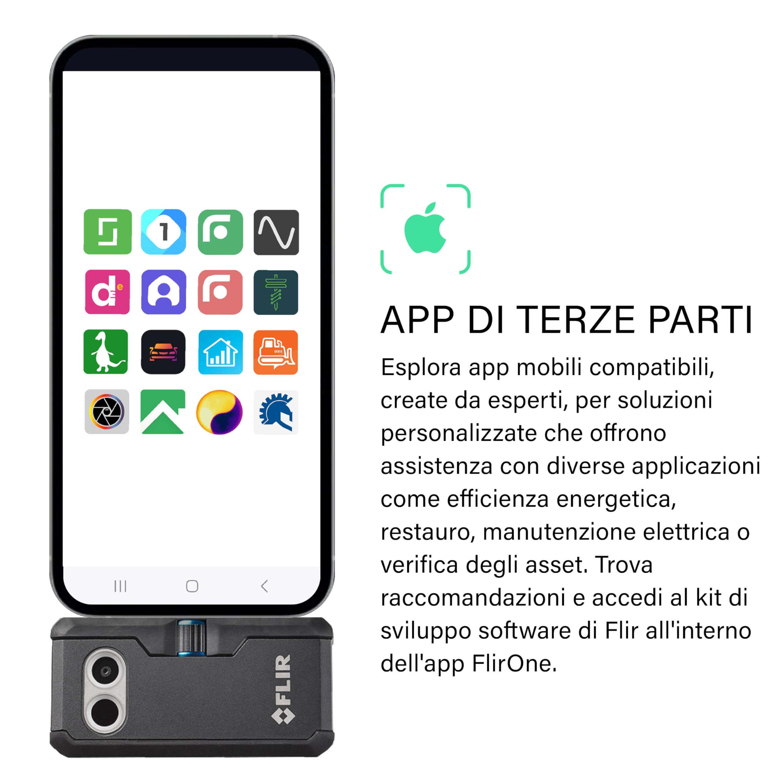 Flir One Pro - Termocamera Per Smartphone iOS (iPhone 15 E Successivi Con USB-C), Super Risoluzione 480x360 (IR Nativo 160x120)