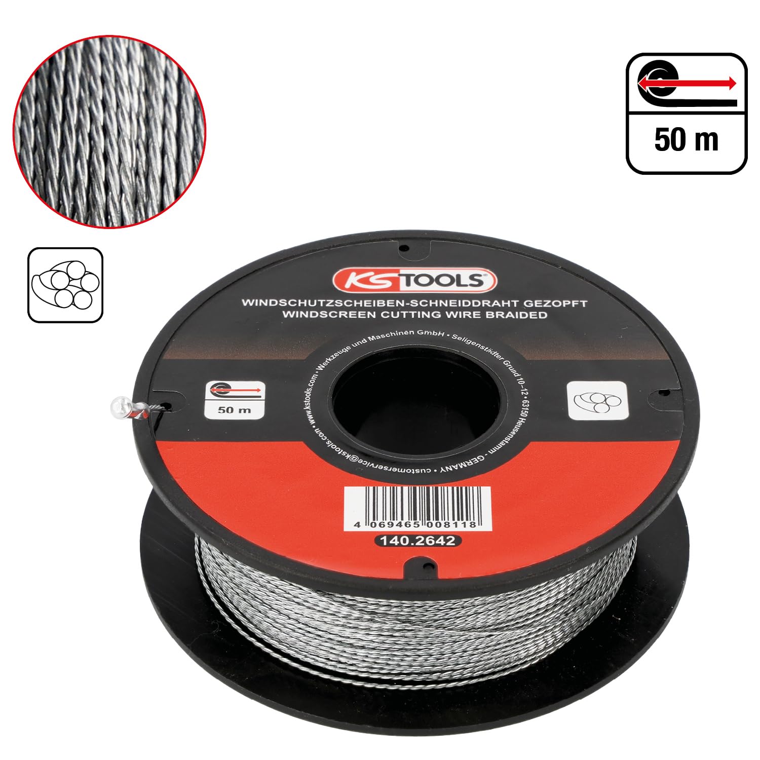 KS Tools 140.2642 Fil de coupe torsadé 50 m