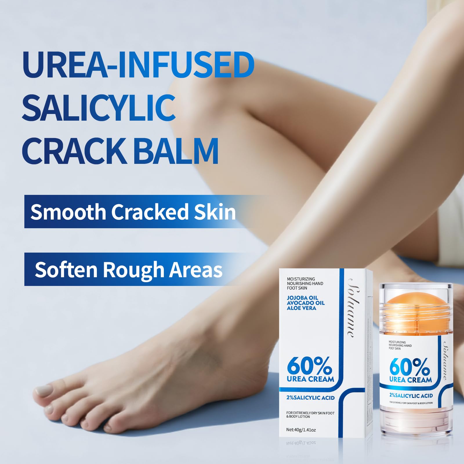 Urea Cream 60 Percent for Feet Urea Cream Stick for Cracked Heels and Dry Skin Urea Foot Moisturiser for Women and Men Suitable for Feet Knees and Elbows 40g - Image 2