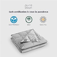 Vista 6 de puredown® Blankets Queen Size - Soft Lightweight Down Blanket for Bed, Cozy Warm Luxury Bed Blanket with Satin Trim, Light Grey (90"X90")