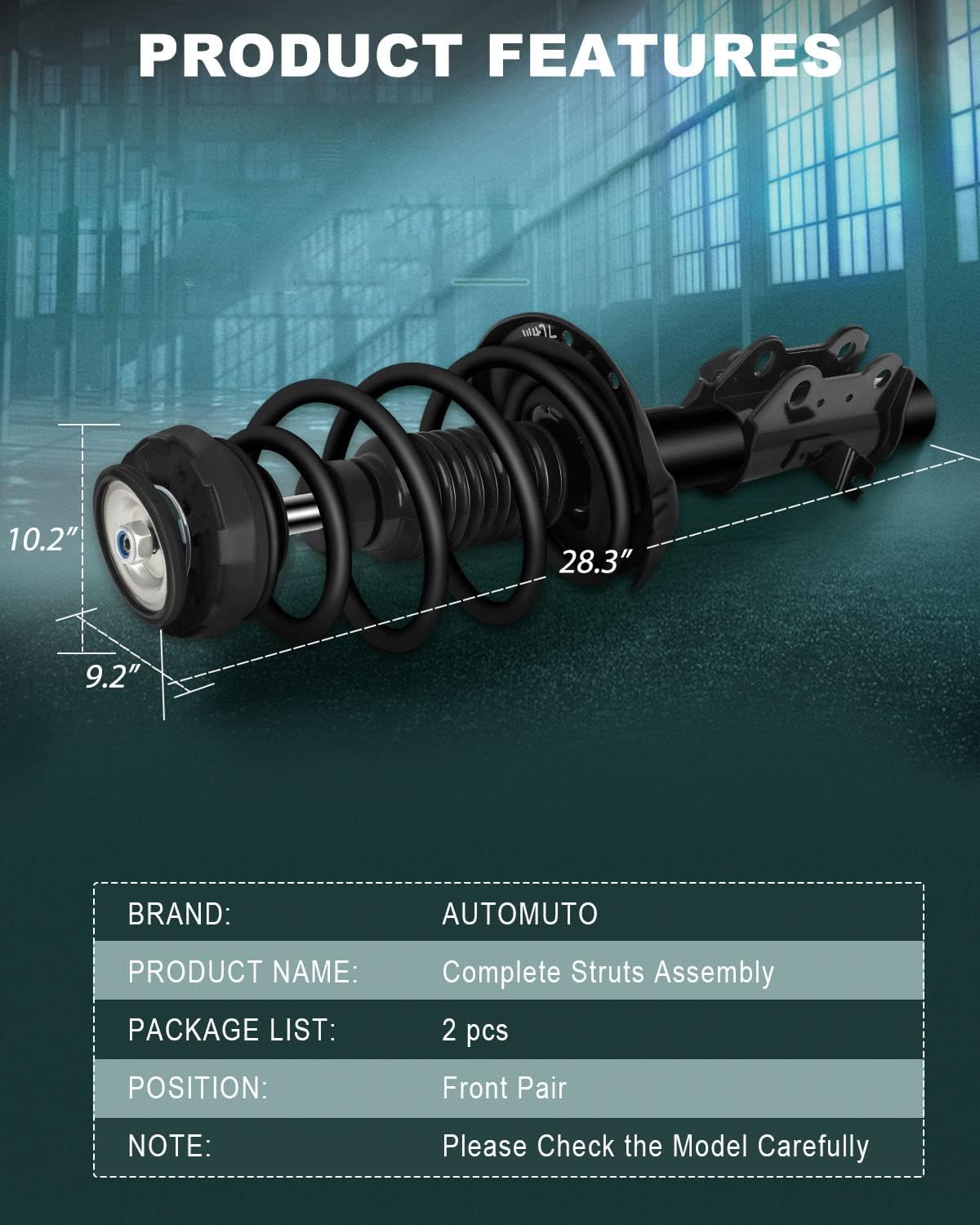 AUTOMUTO Strut Spring Assembly Front Struts Shock Absorber Fit for 2013-2015 for Chevrolet Camaro, Replace 172912 172913