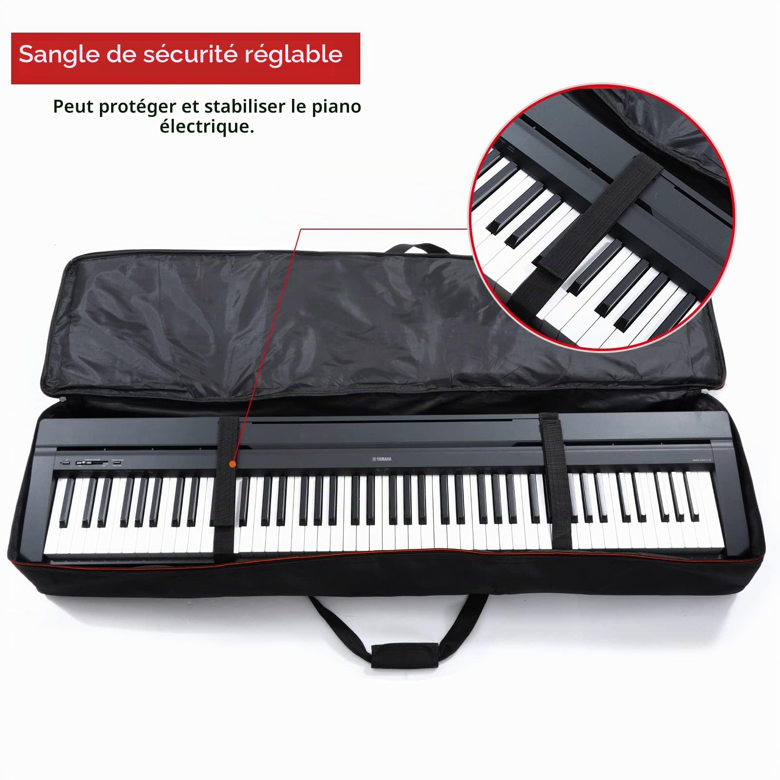 Housse de Transport pour Clavier 88 Touches - Housse de Transport avec Sac de Clavier à 2 Poches - Intérieur Oxford 600D Durable - Couverture complète rembourrée - Protection Contre la poussière pour