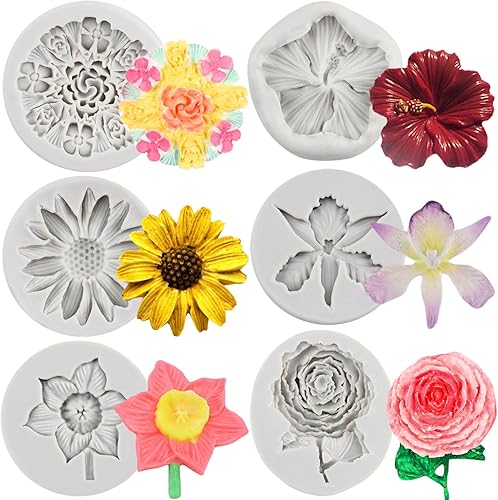 Miniatura 10 de Moldes de silicona de flores de rosas, moldes para fondant, moldes de crisantemo, flor de chocolate, molde de girasol para decoración de pasteles de
