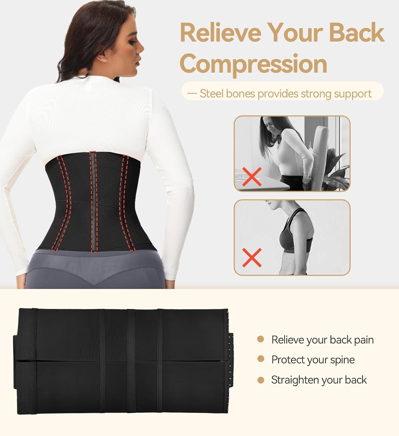 SHAPSHE Waist Trainer For Women Tummy Control Workout Waist Cincher Segmented Triple Wrap Belt Postpartum Girdle with Hooks - Image 4