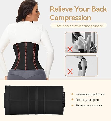 Miniatura 4 de SHAPSHE Entrenador de cintura para mujer, control de abdomen, faja segmentada con triple envoltura para posparto con ganchos