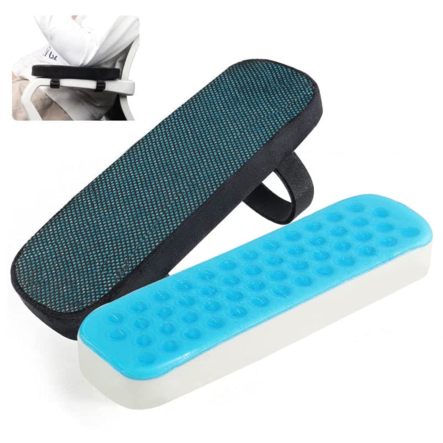 SYOSI Memory Foam Armrest Pads, Office Chair armrest Pads with Cooling Gel, Wheelchair armrest Covers, Gaming Chair Arm Cushions Pads, Computer Chair Arm Covers, Desk Chair Elbow Pillow (2 Pack)