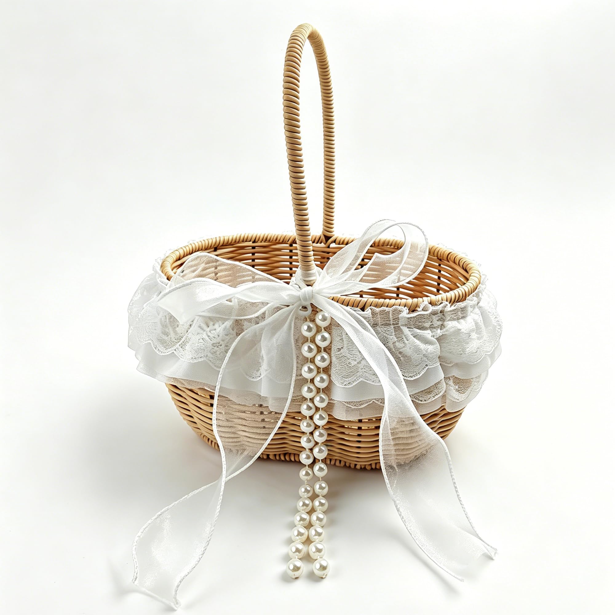 Panier en dentelle avec nœud décoratif, le cadeau parfait pour une demoiselle d'honneur