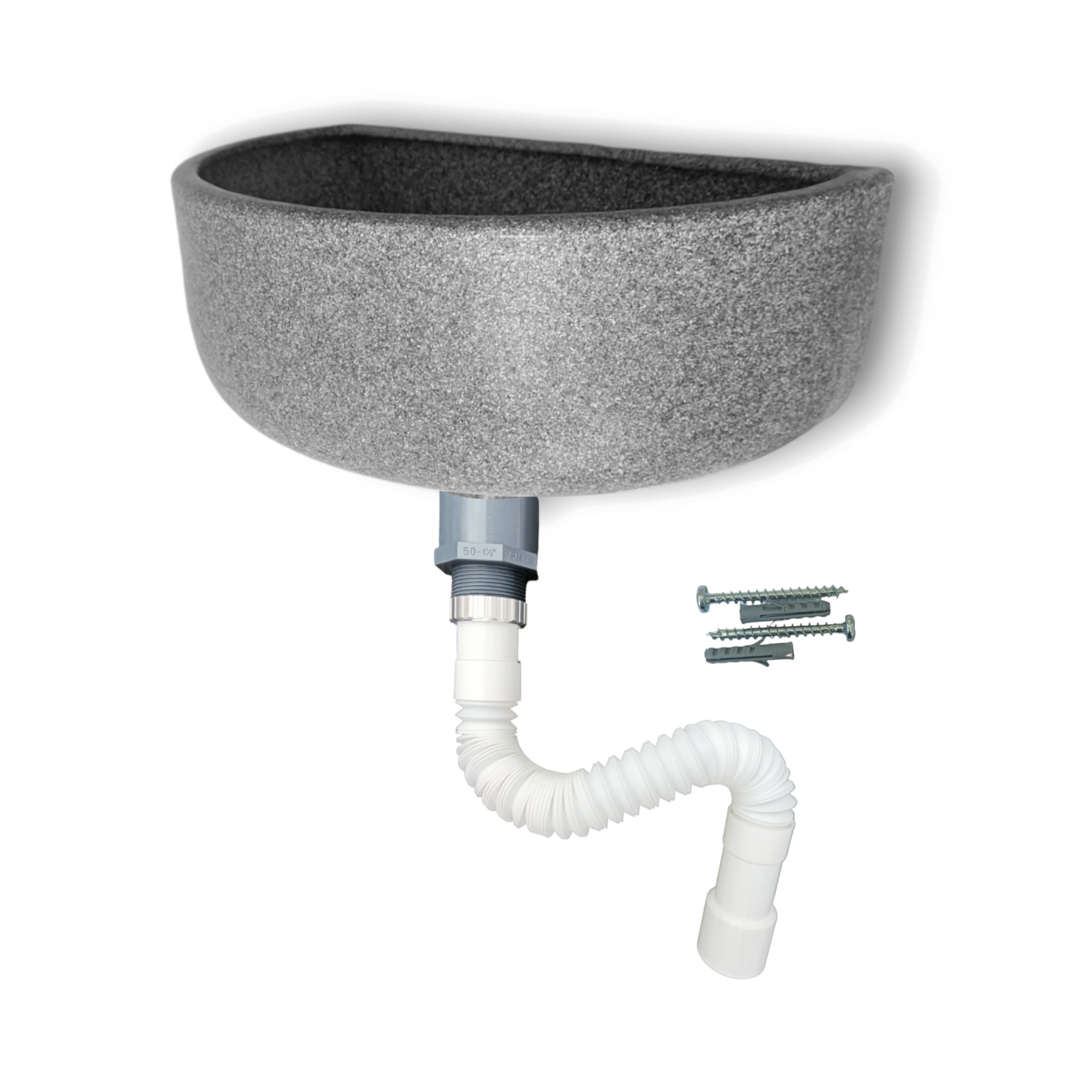 Varile Premium - Set lavandino in granito in plastica per giardino e cantina, con filtro di scarico per capelli in plastica