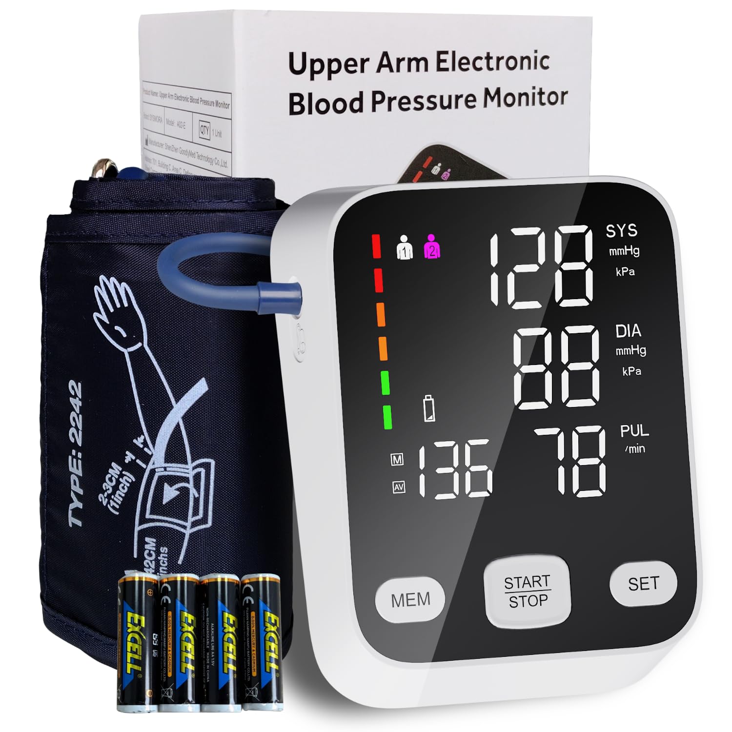 Upper Arm Blood Pressure Monitor for Home Use, Automatic BP Machine with 6-Inch Backlit Display, 2 Users, 199 Readings Each, Adjustable 8.7–16.5 in Cuff, One-Touch Use for Adults and Seniors