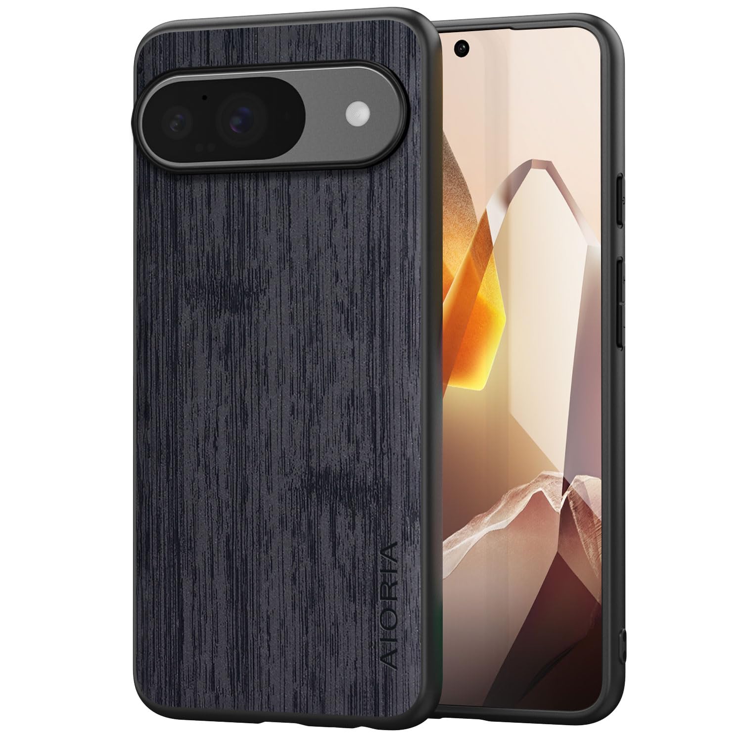 for Google Pixel 9 Case Imitation Bamboo Pattern PU Leather Design Phone Protective Cover (Black, for Pixel 9)