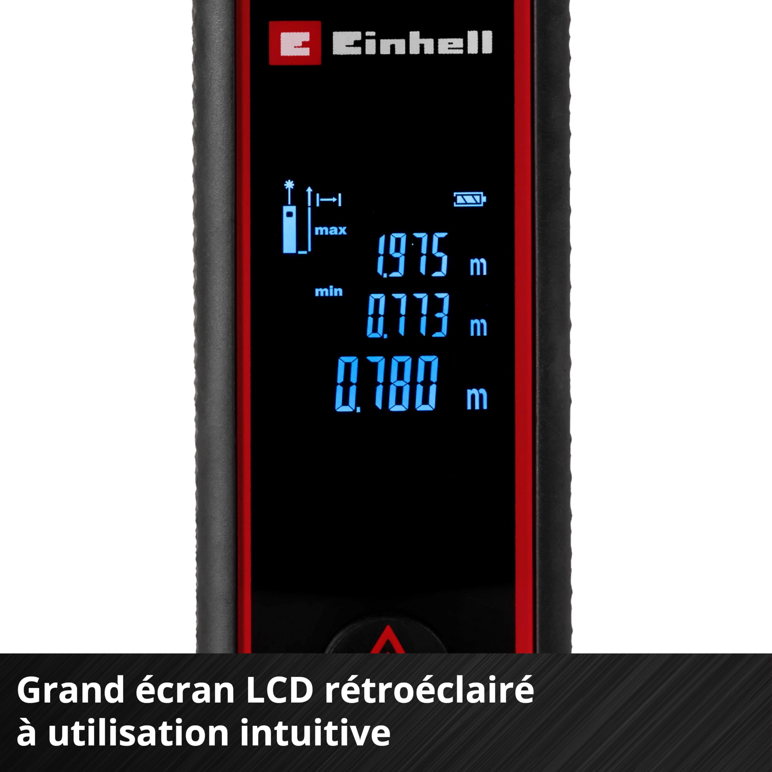 Einhell Télémètre Laser TC-LD 40 R | portée max. 40 m | 3 modes de mesure : distance, surface, volume | mesure continue | écran LCD | arrêt automatique