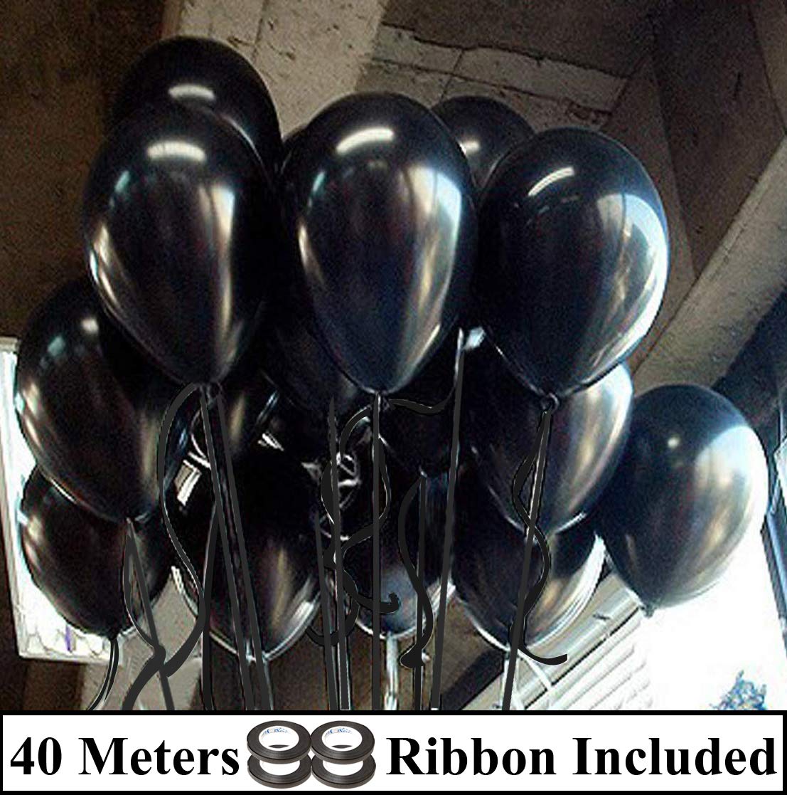 AMFIN® 10 Inch (Pack Of 100) Black Metallic Balloons for Birthday Decoration , Decoration for Weddings , Engagement , Baby Shower Decoration Items , 1st Birthday Party Decoration Items , Anniversary Party , Bachelors Party , Office Party , Diwali , New Year Party , Christmas Decoration Items - Image 2 thumbnail
