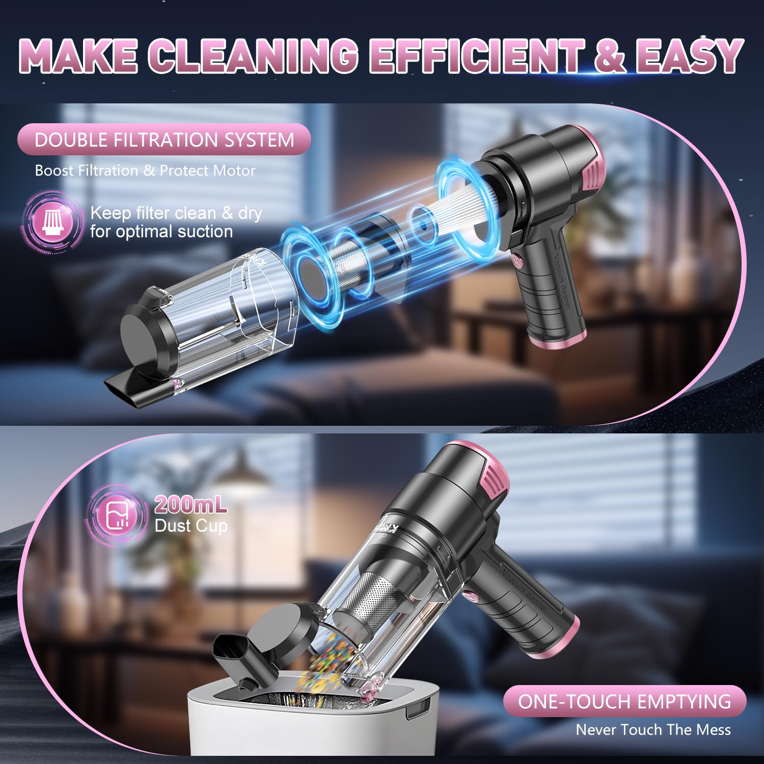 KMM Handheld Car Vacuum Cleaner, Hand Held Car Vacuum & Air Duster view 6