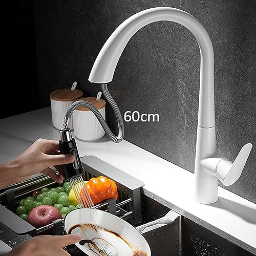 Miniatura 5 de Grifo de cocina extraíble, grifo de fregadero de cocina con 3 modos de rociador, boquilla giratoria de 360, mango único de latón para grifo de agua