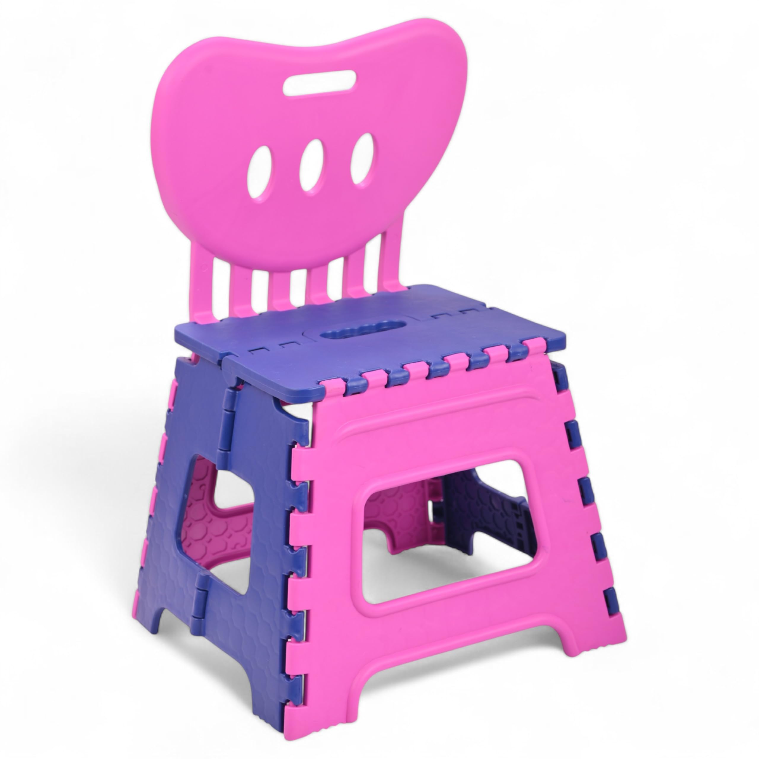 AMEEBA Folding Plastic Chair with Backrest for Kids & Adults | Portable, Lightweight, Durable Step Stool Seat | Space Saving, Easy to Carry, Indoor Outdoor Multipurpose Chair (Pink)-image-17