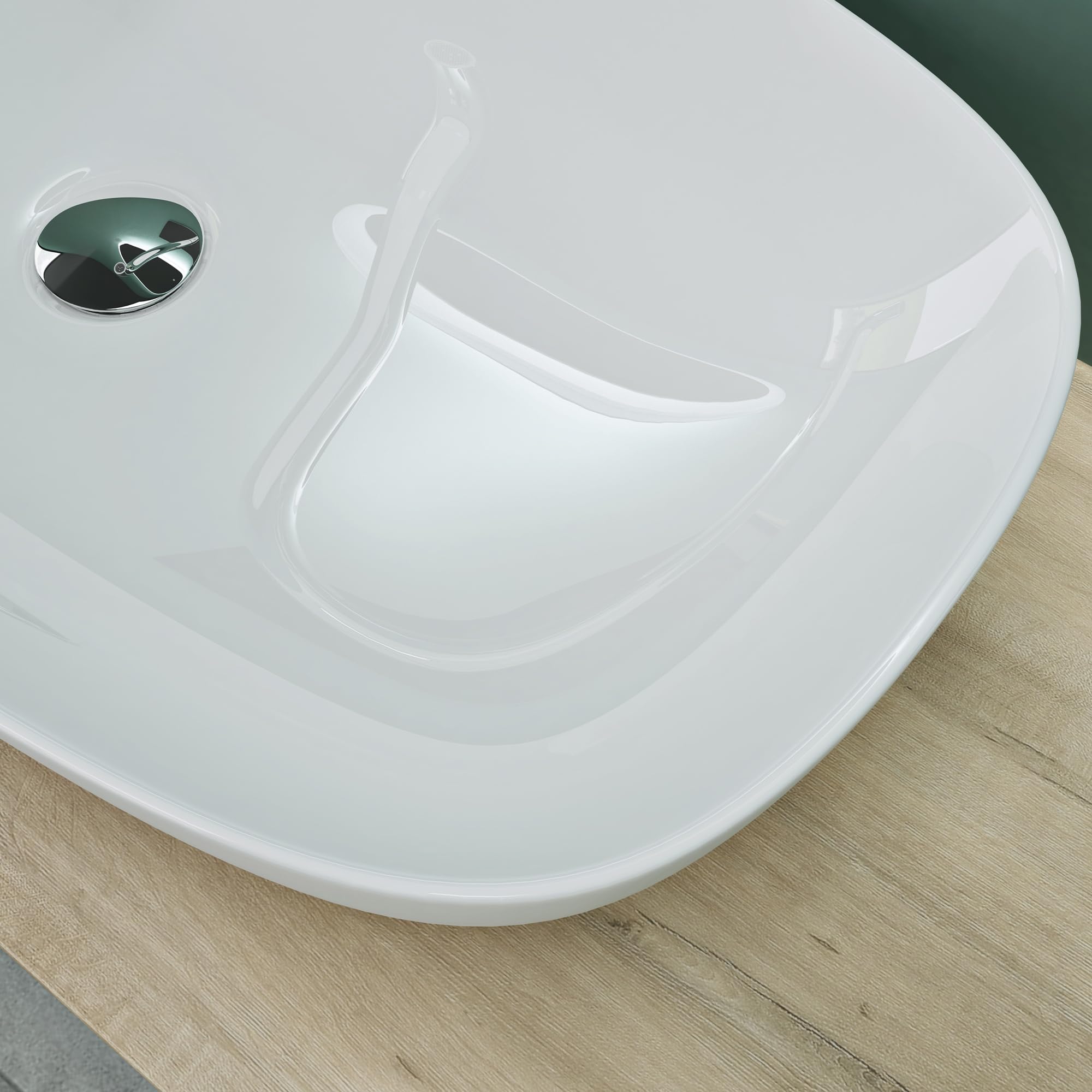 Mai & Mai Lavabo da Appoggio 70x37x13,5cm, Lavandino Bagno in Ceramica con Nano Rivestimenti inclusi, Bianco, Brüssel104