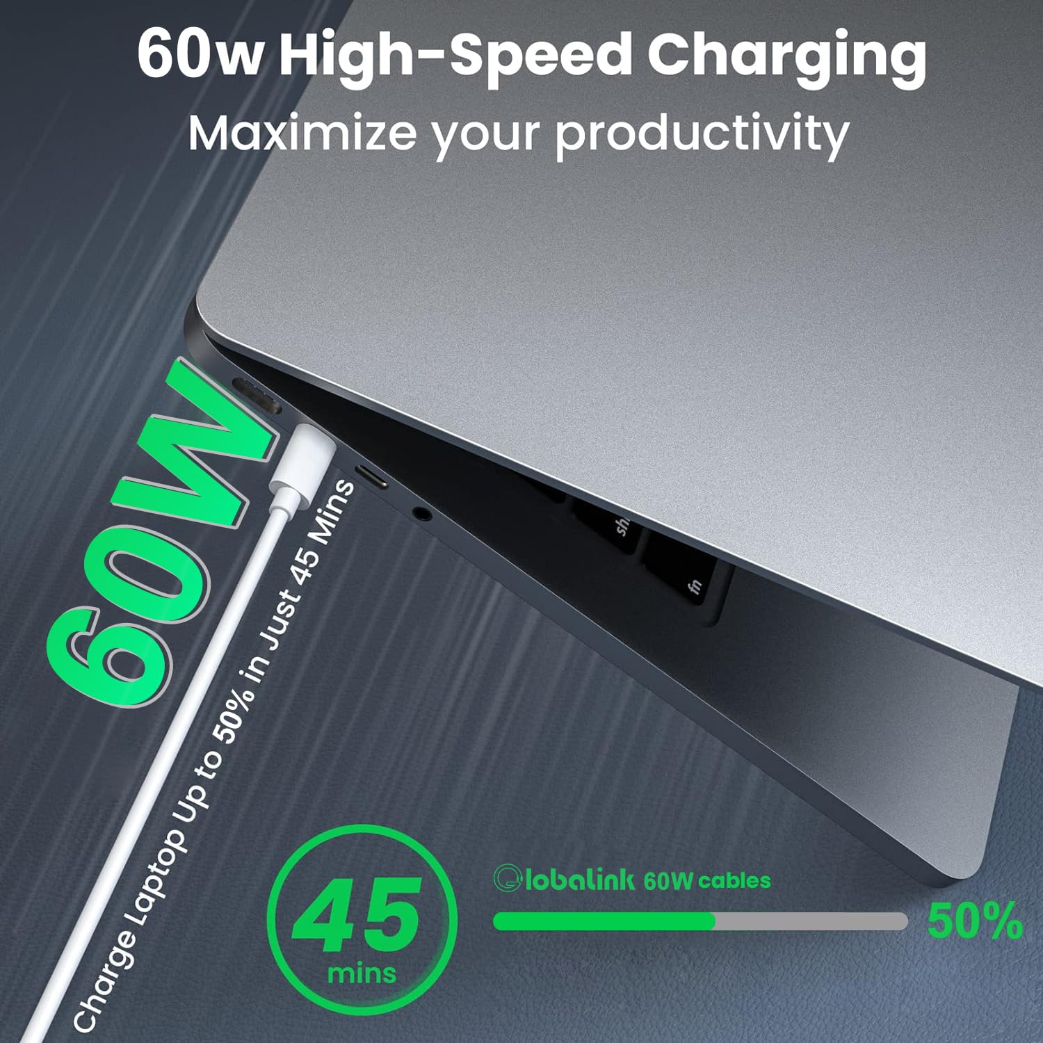 GlobaLink Cavo USB Type-C, [3Pack 1M] Cavo USB C, Cavo USB C USB C 60W PD3.0, Cavo USB Type-C Ricarica Rapida per iPhone15/15 Pro/Max, MacBook Pro 2020 MacBook Air, Samsung Galaxy S23/S22/S21, Huawei