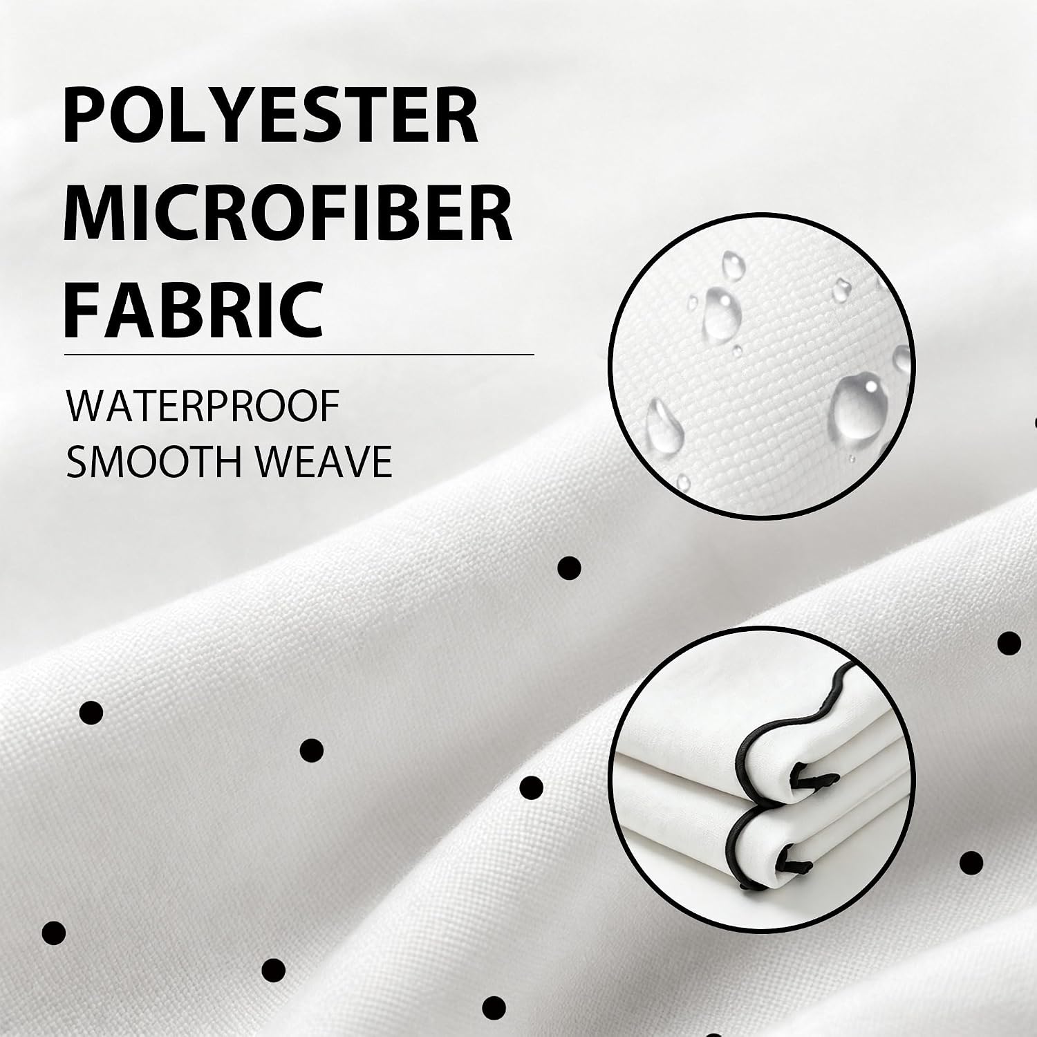 Scalloped Shower Curtain Black and White, 72x72 in, Microfiber, Polka Dot