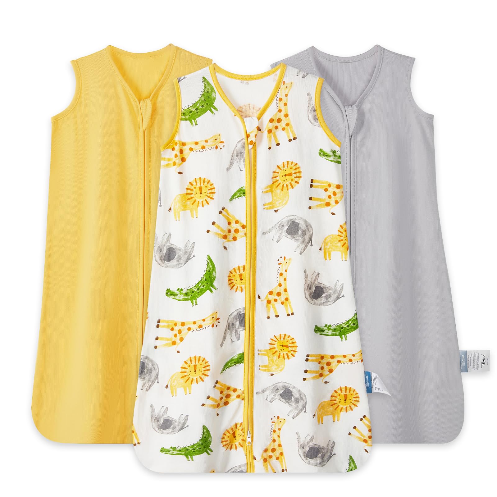 TILLYOU Baby Sleep Sack 6-12 Months 0.5 Tog Cotton Wearable Blanket for Baby, 3 Pack Infant Sleeping Sack with 2-Way Zipper, Animal