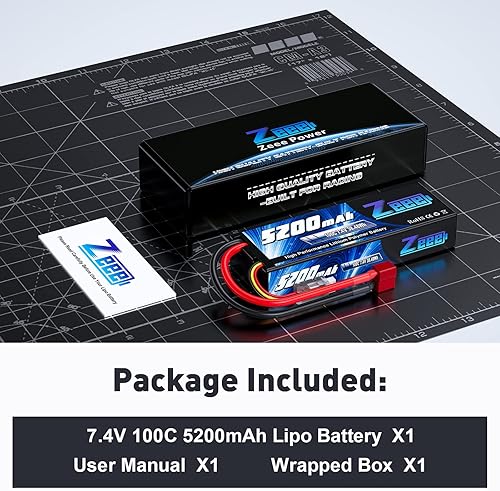Miniatura 6 de Zeee 2S Lipo Batería 5200mAh 7.4V 100C T Conector rígido Batería RC Compatible para RC Car Truck Vehículos Buggy Losi 110 Escala Modelo de Carreras