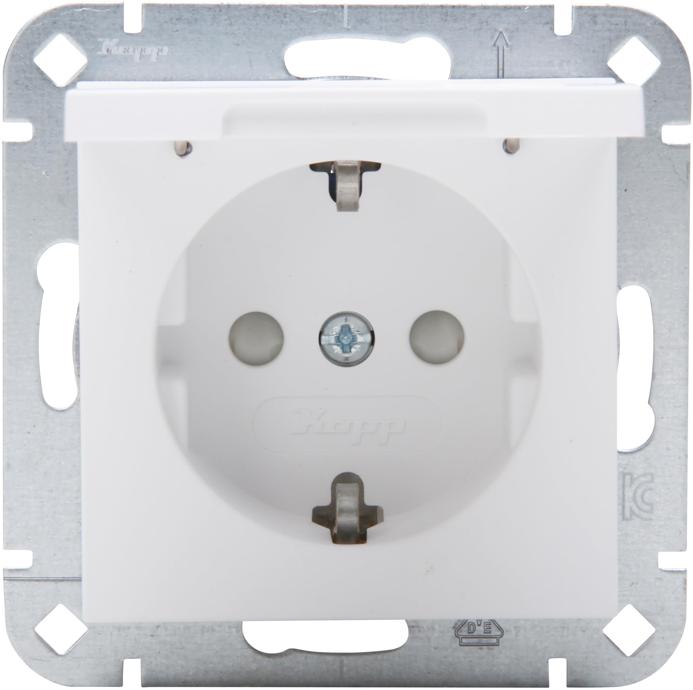 Kopp HK07 Protective Contact Socket, Hinged Cover, Increased Touch Protection, Colour: Arctic White Matt, Pack of 3