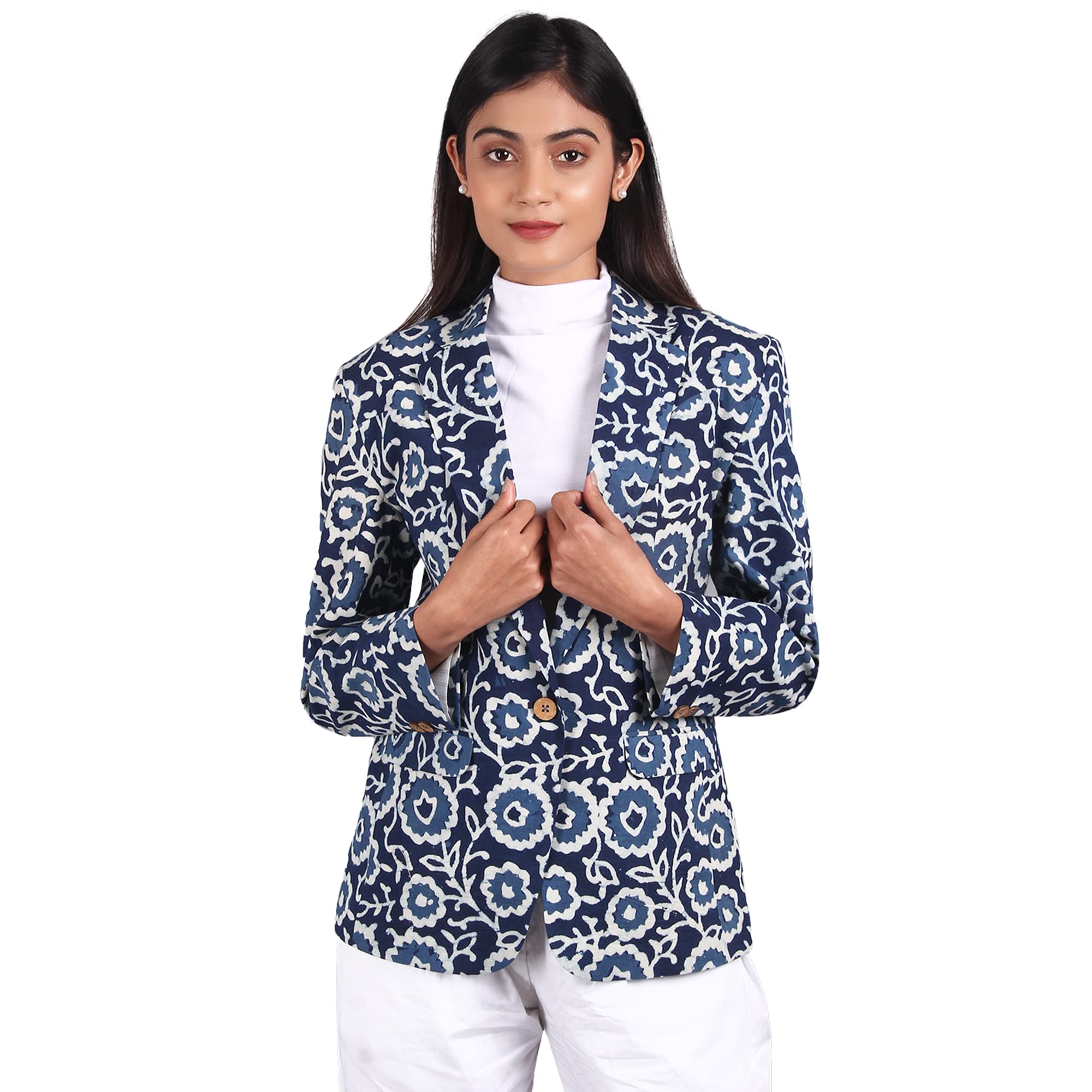 Women's Indigo Cotton Blazer-picture-35
