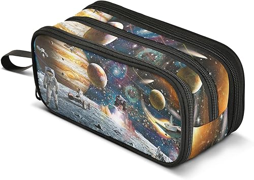 Estuche de lápices de astronauta de gran capacidad, con tres compartimentos, organizador para niñas, niños, escuelas 2021589