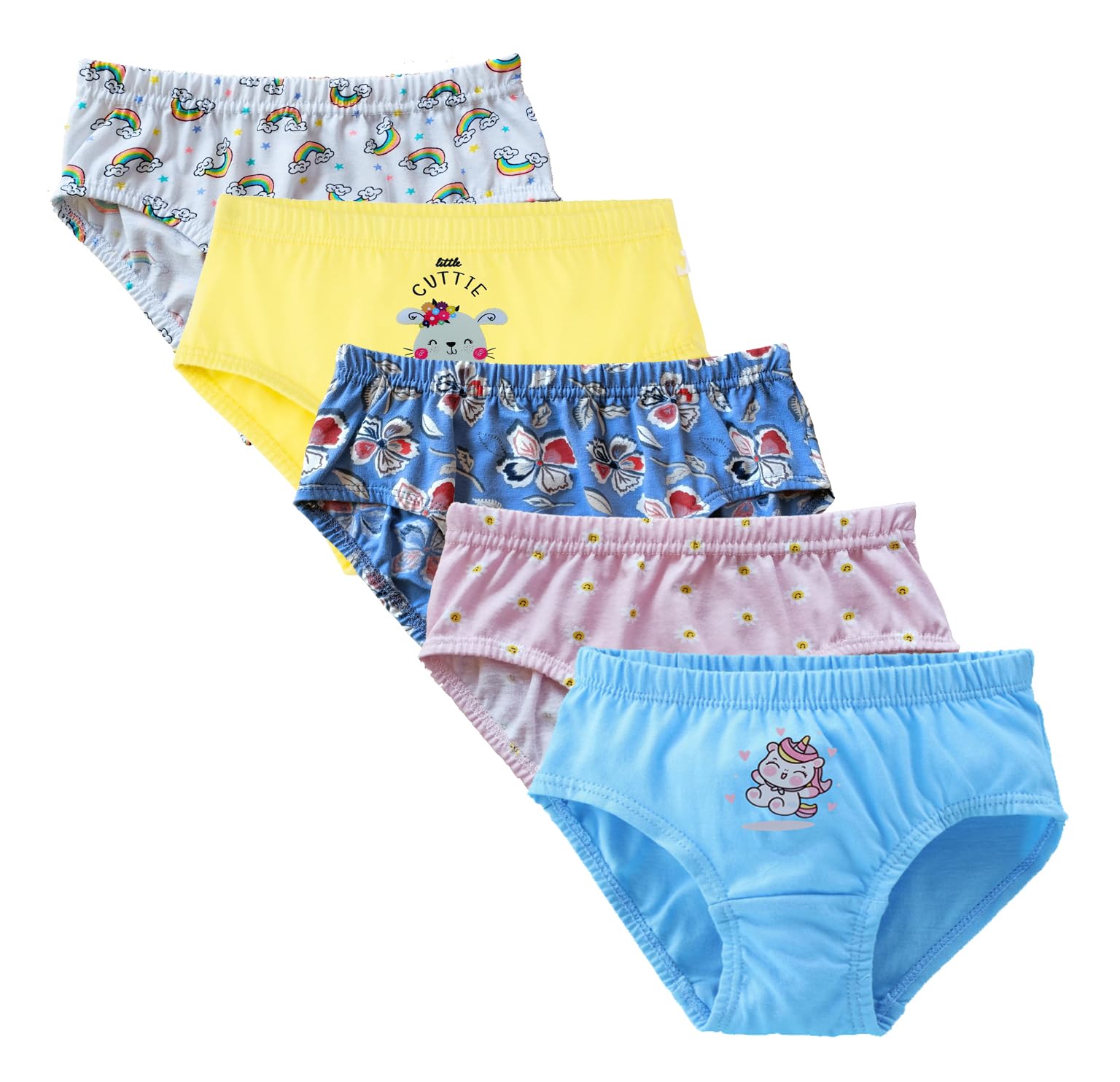 UCARE Girls Multicolor Kids Printed Girls Panties(Pack of 5) (12-14 Years, 3125-Multi)