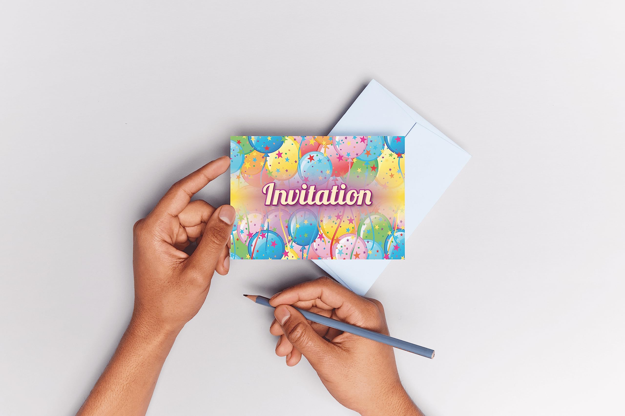 Cartons d'invitation pour anniversaire - Enfant - Ballons - 8 cartes + enveloppes