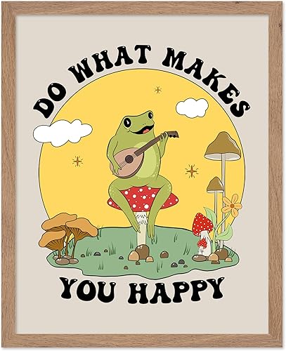 Miniatura 53 de Poster Master Póster con texto en inglés «You Are Exactly Where You Need To Be», impresión retro de rana, arte musical, arte de hongos, arte de cita