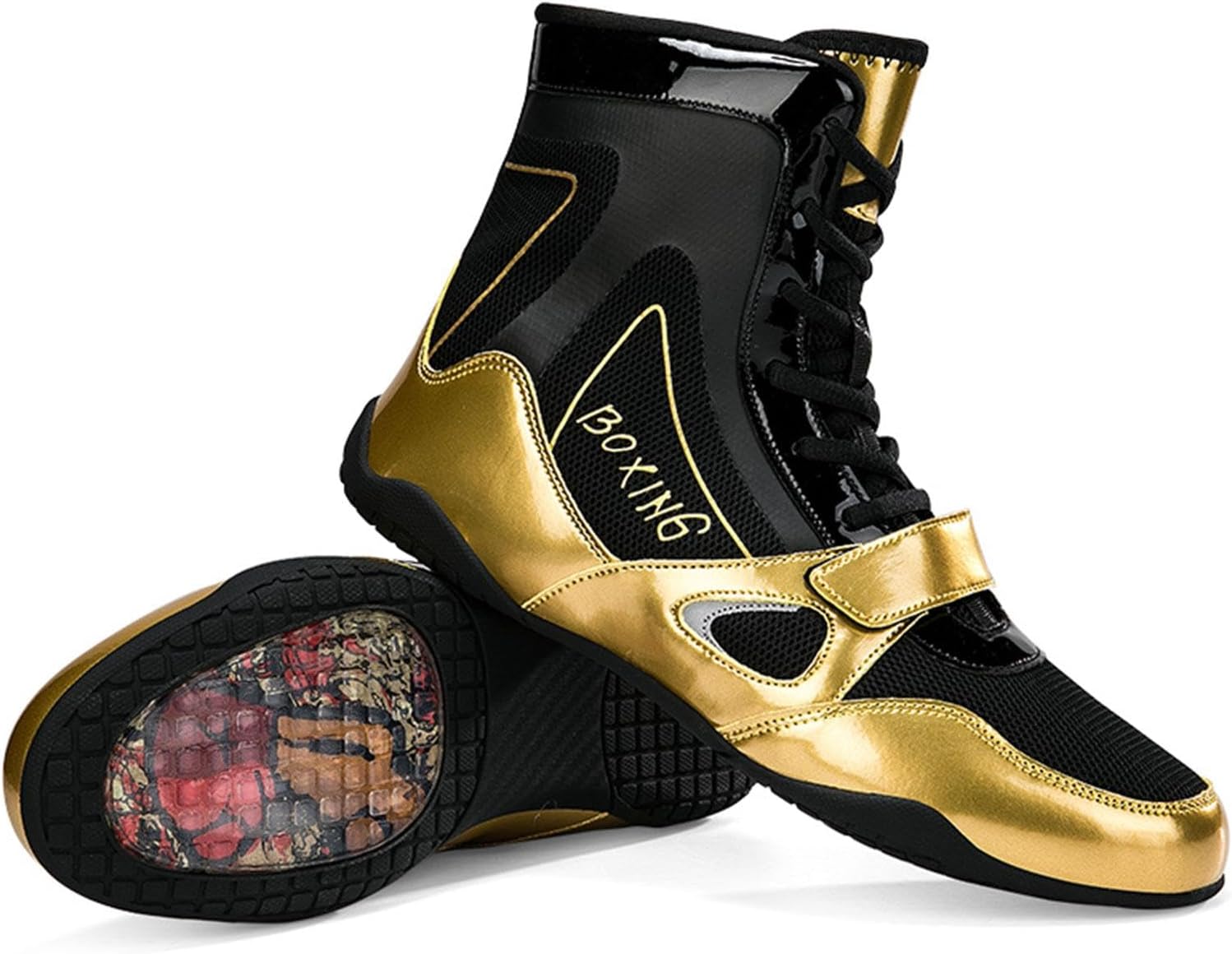 TECDOTO Men Wrestling Shoes Boxing Shoes Professional Training Wear Boxing Boots Non Slip Ankle Guard Combat Training Sneaker,Blue-10