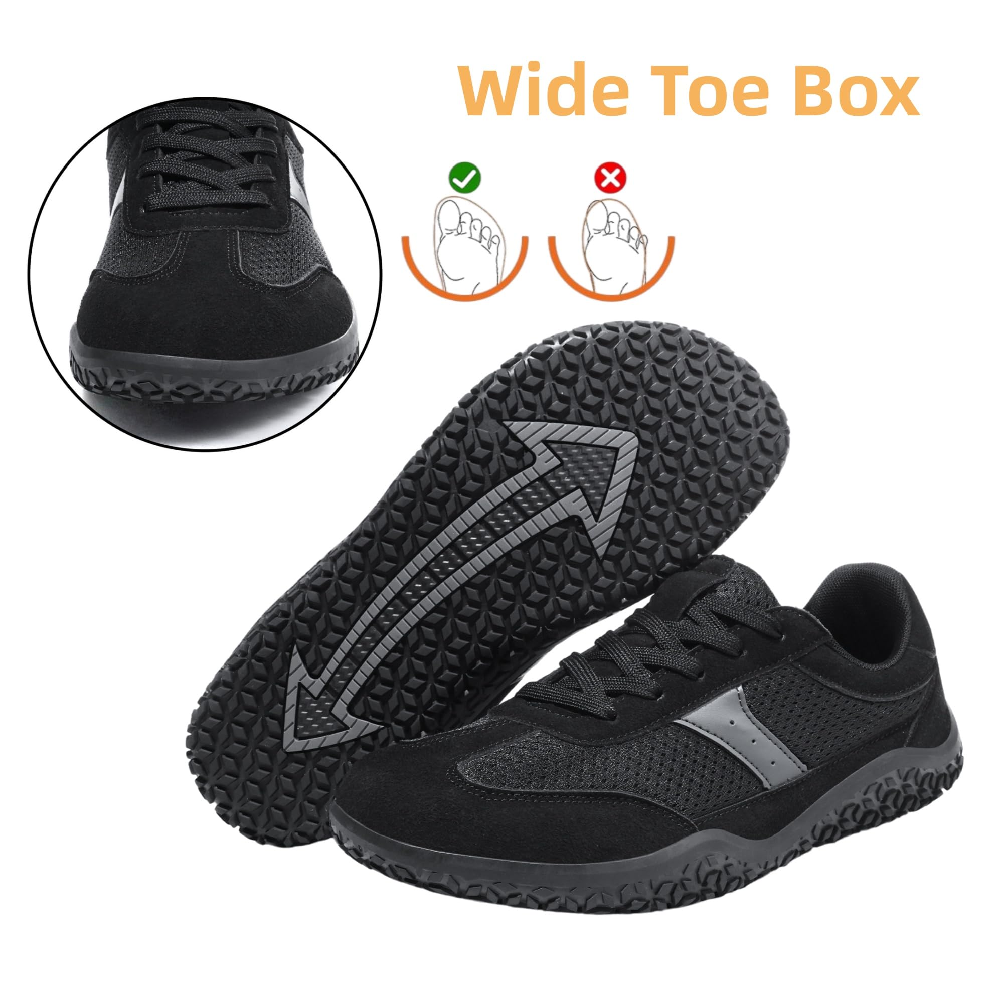 Meik Mangni Unisex buty do chodzenia boso, dla kobiet i mężczyzn, minimalistyczne buty trekkingowe dla sportowców, szerokie palce, antypoślizgowe i oddychające buty fitness, rozm. 36-46 EU