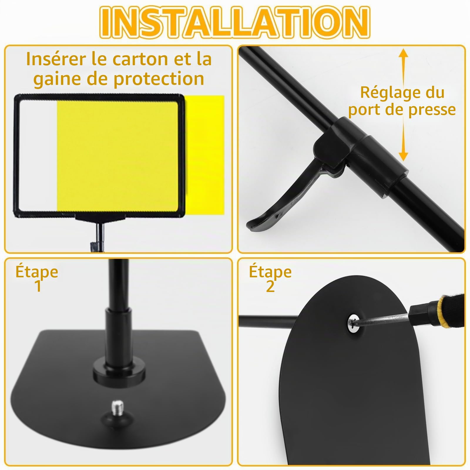 Lot de 3 porte affiche A4, support pour affiche, Stands de Présentation avec Base, Support de Panneau Extérieur, présentoir A4 sur Pied 360 Degrés Réglable, présentoirs porte menu restaurant