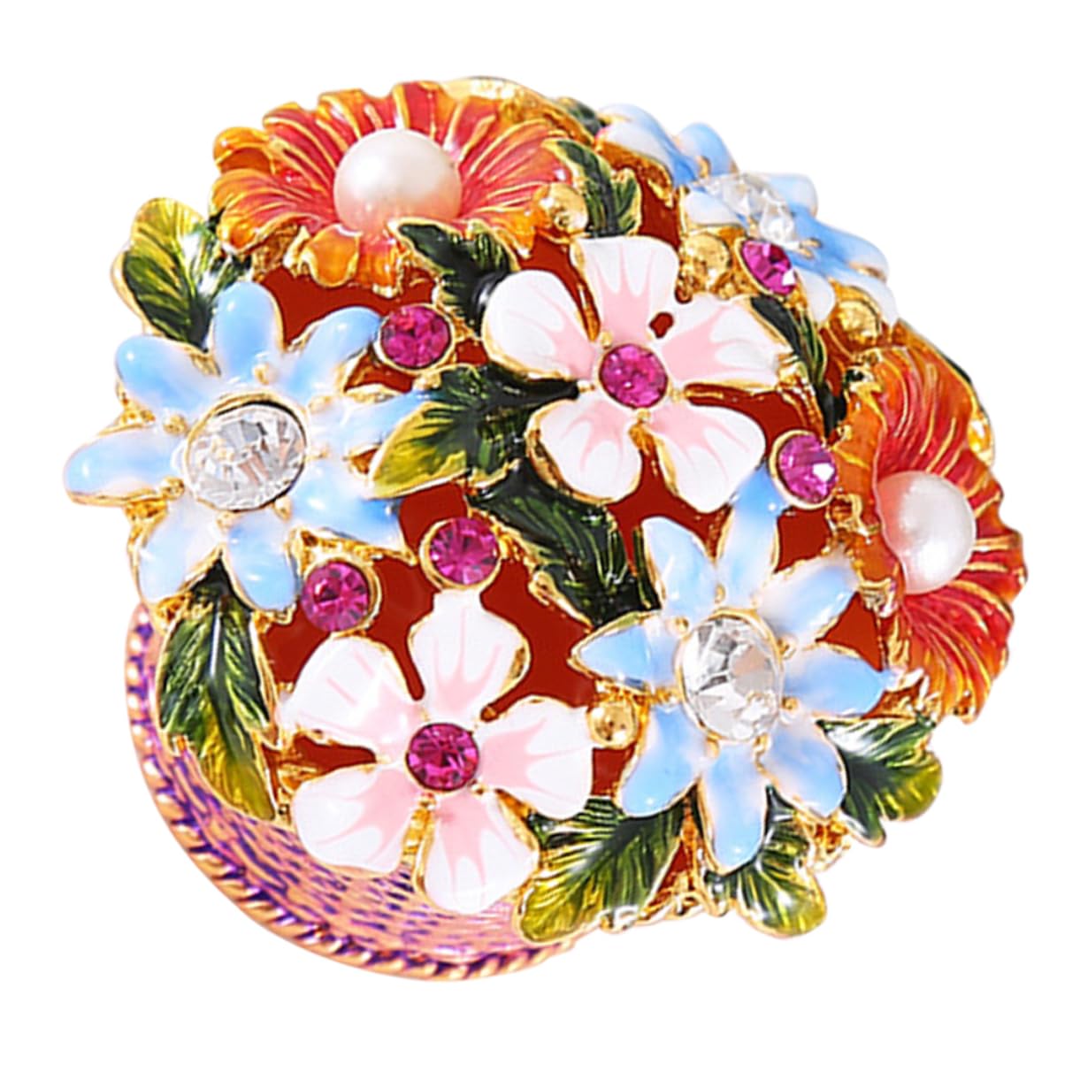 Boîte à bijoux émail d'art floral, coffret de rangement haut de gamme