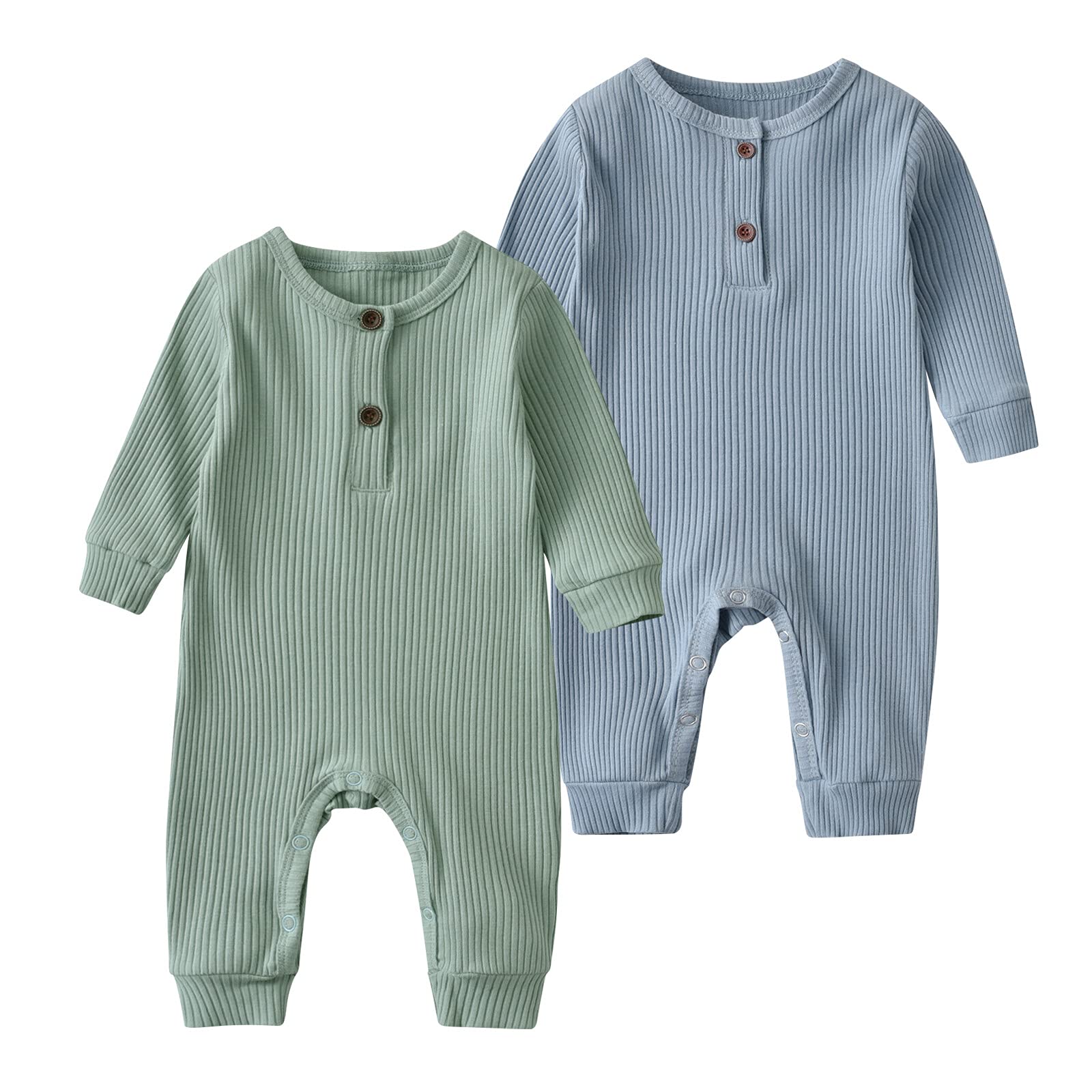 Baby Boy Girl 2 Pack Solid Romper Short Long Sleeve One Piece Jumpsuits Clothes Sets