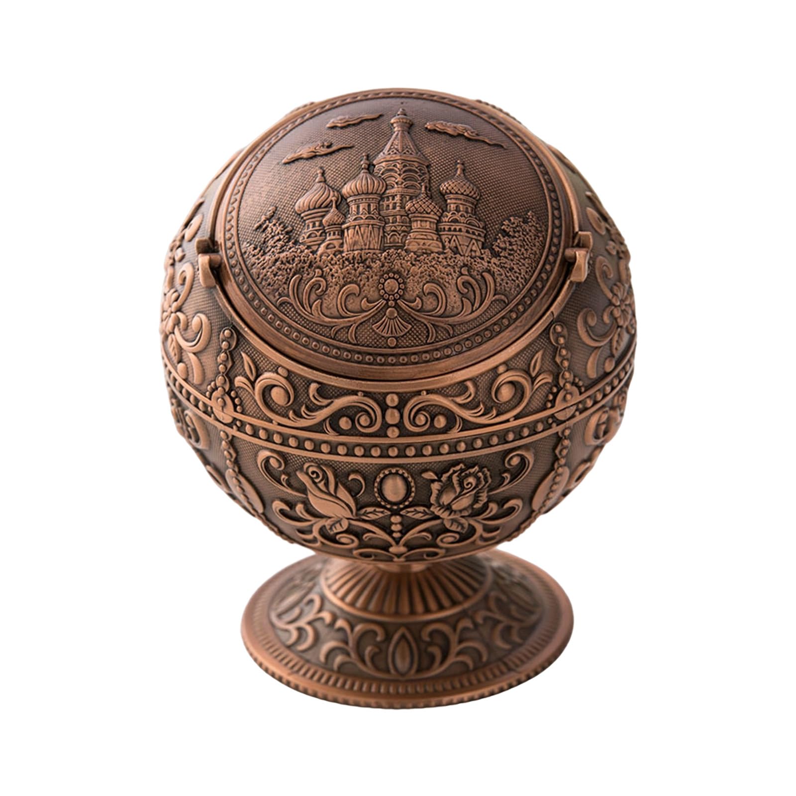 Cendrier terre en métal idée cadeau design rond avec couvercle protecteur