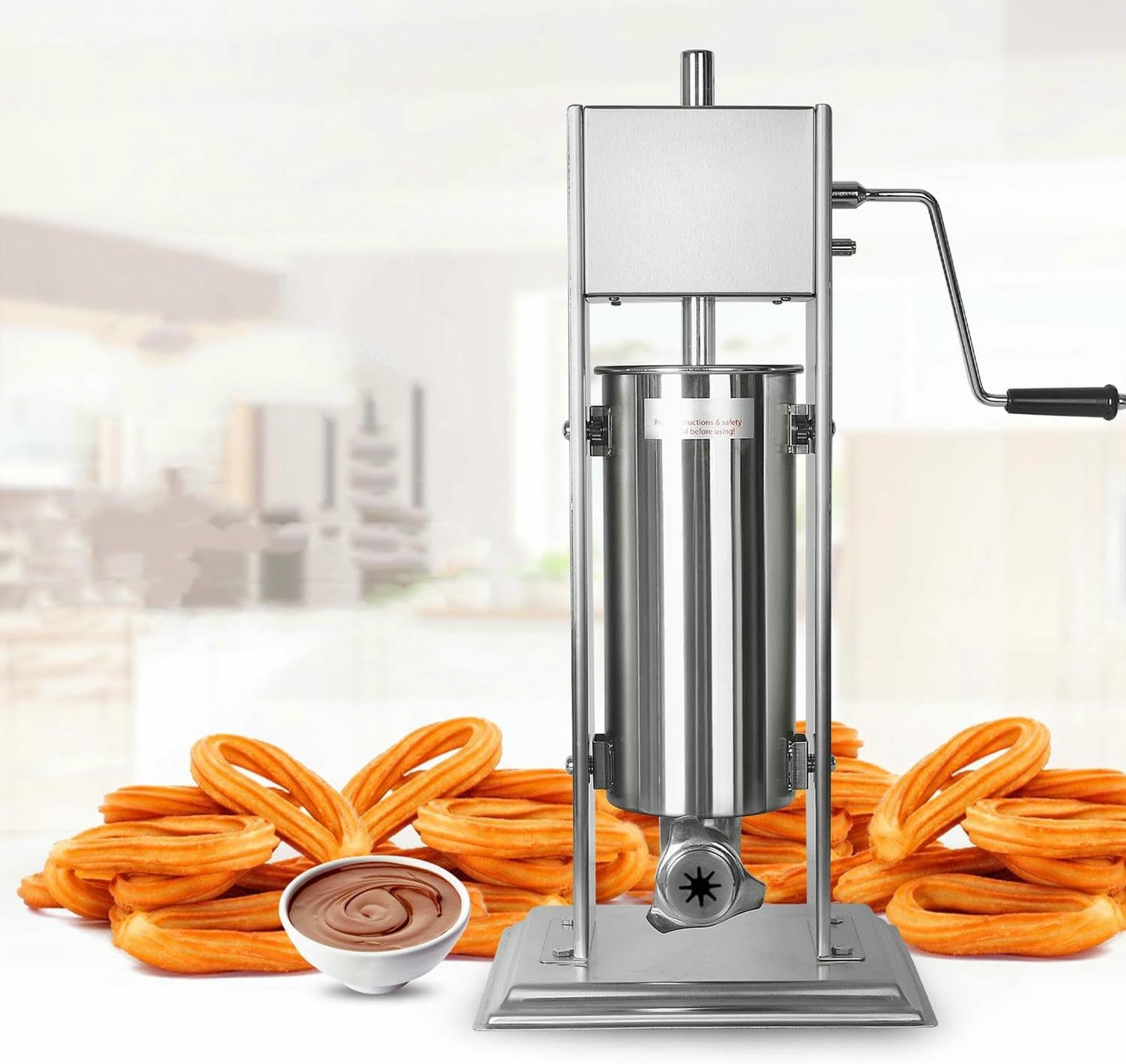 Churros Maker Machine Stal nierdzewna Handlowy ręczny zestaw do robienia Churro o pojemności 5 l do hiszpańskich churros i pączków