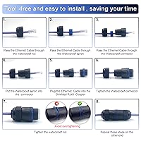 Vista 9 de VCELINK Acoplador RJ45 Impermeable IP68 Perfil Corto, Conector Ethernet Impermeable Blindado Cat6/Cat5E/Cat5, Extensor de Cable de Red LAN