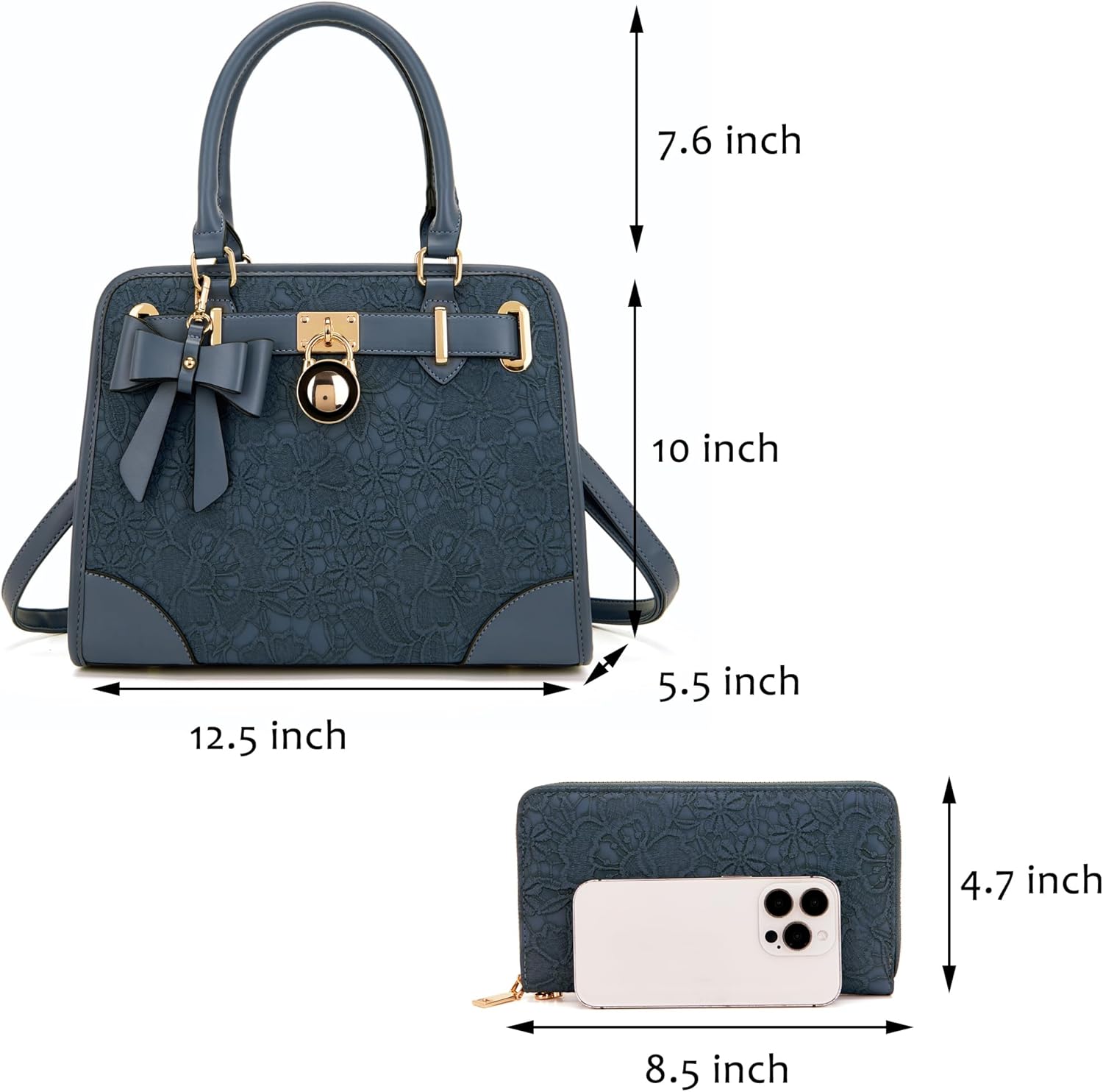 Qiyuer Medium Handbags For Women Vegan Leather Purses Set Satchel Tote Bags With Matching Wallet 2pcs - Image 2